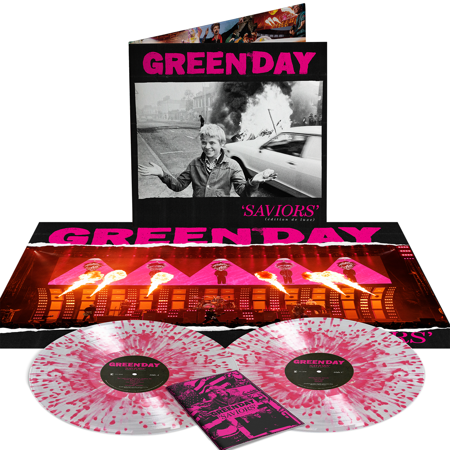 Saviors (édition de luxe) Clear With Pink Splatter Vinyl 2LP + Store Exclusive Poster and Zine